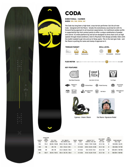 Arbor Coda Snowboard + Cypress Binding | 2025
